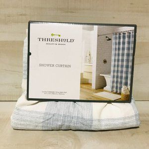 Threshold Gingham Plaid Fabric Shower Curtain ~ Bo